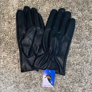 Black leather gloves